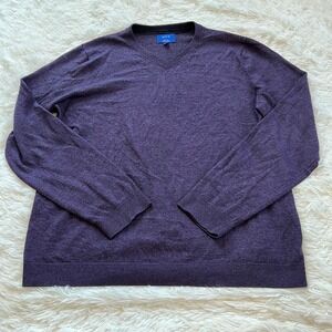 Apt 9 Sweater Size XL Purple Merino Wool Blend Slim‎ Fit V Neck Preppy 15806x